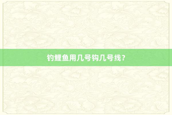 钓鲤鱼用几号钩几号线？